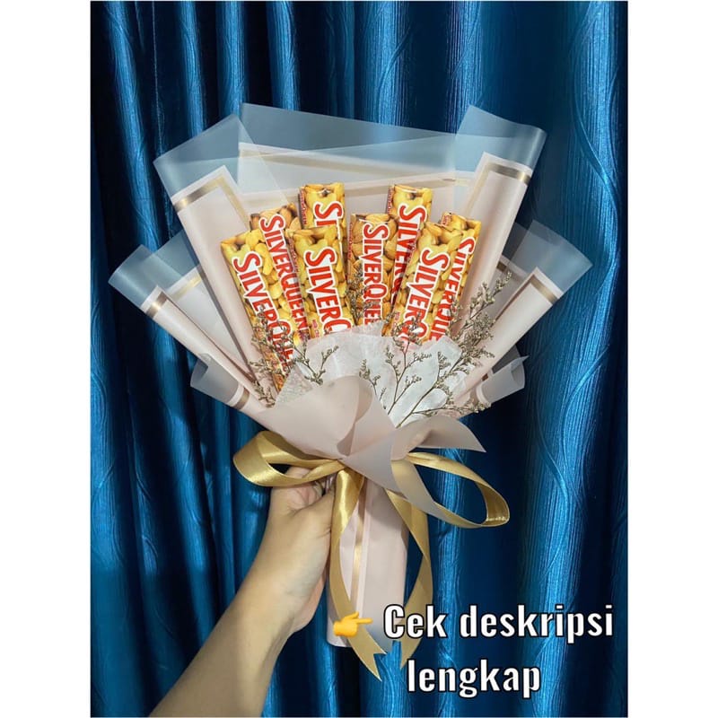 

BUKET COKELAT SILVERQEEN/ BUKET BUNGA/BUKET MAWAR/ BUKET SNACK/SILVERQEEN