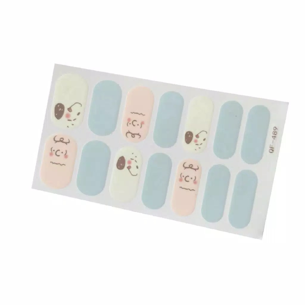 #Curved Stiker Kuku Premium Motif Kartun Pooh &amp; Snoopy 3D | Nail Sticker 14 PCS