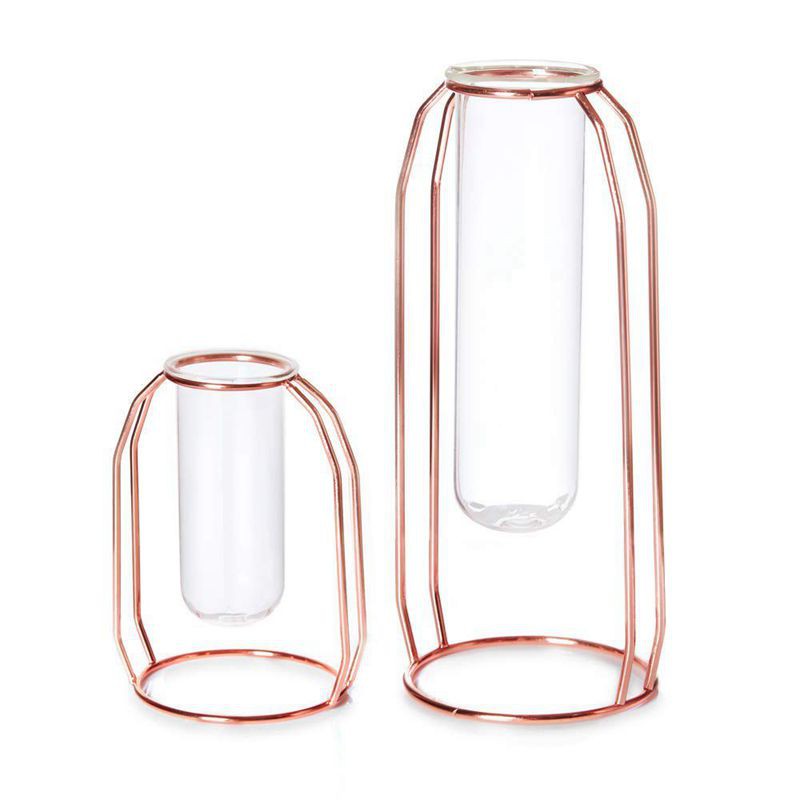 Ready Stock Set Of 2 Metal Flower Planter Terrariums Plant Glass