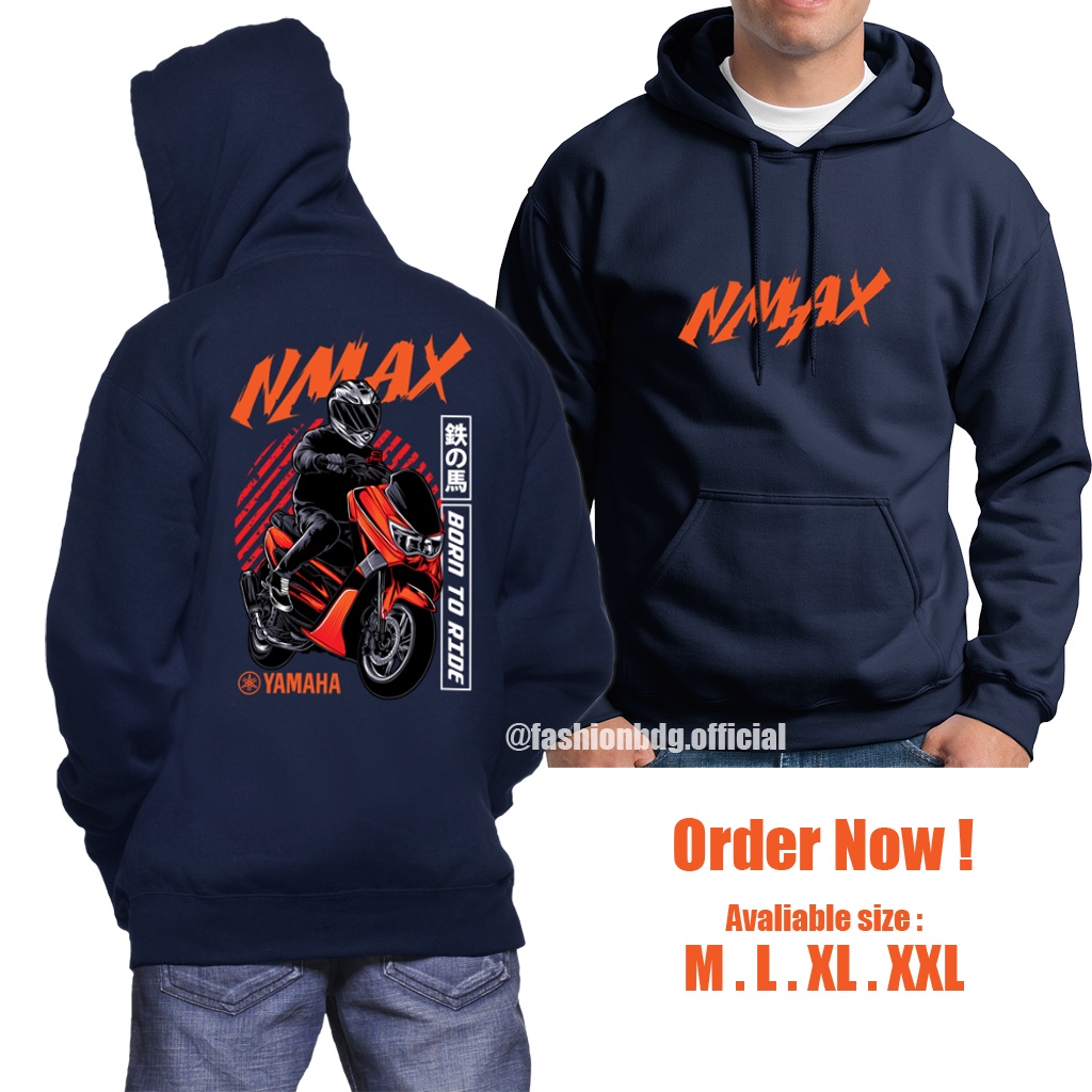 Jaket Motor Nmax Sweater Hoodie Yamaha Nmax Born To Ride Bahan Tebal