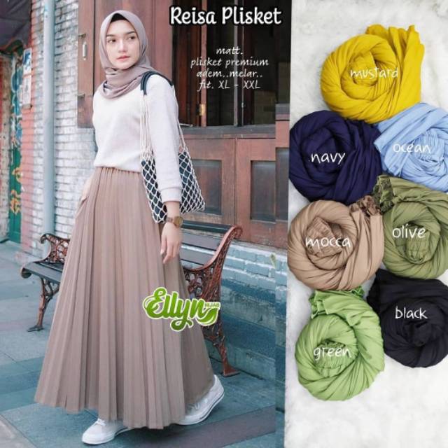 Reisa Plisket Skirt, ROK PLISKET WANITA SUPER CANTIK BAHAN PLISKET PREMIUM LP 70-104 TERMURAH OOTD MODIS TERLARIS