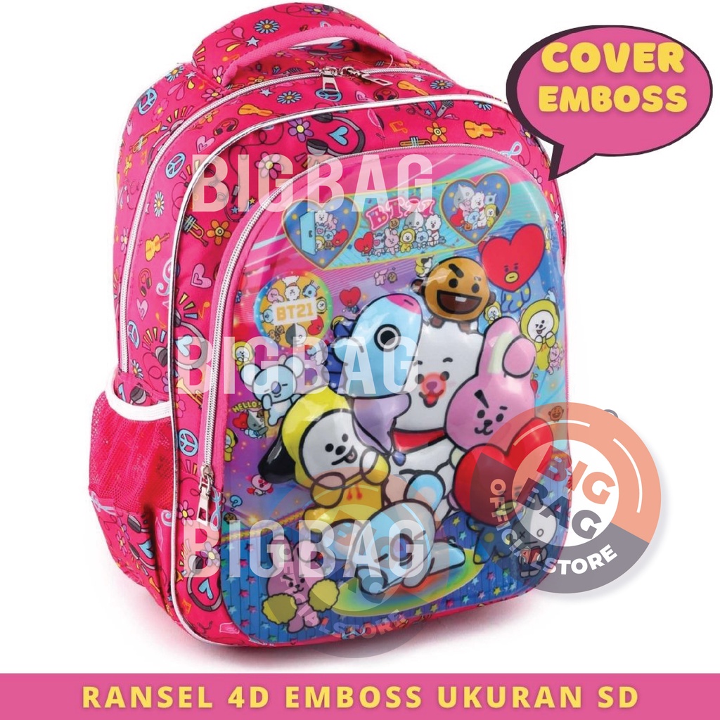 PTS - Ransel Sekolah Anak Perempuan Karakter - 4D Emboss Clarity - Hologram - Ransel Sekolah SD