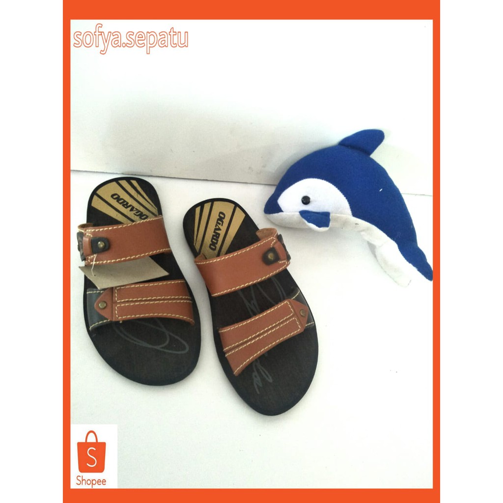 COD Sandal Anak Pria//Sandal Pesta Sandal SLIDE COWO KULIT BRAND OGARDO ORI