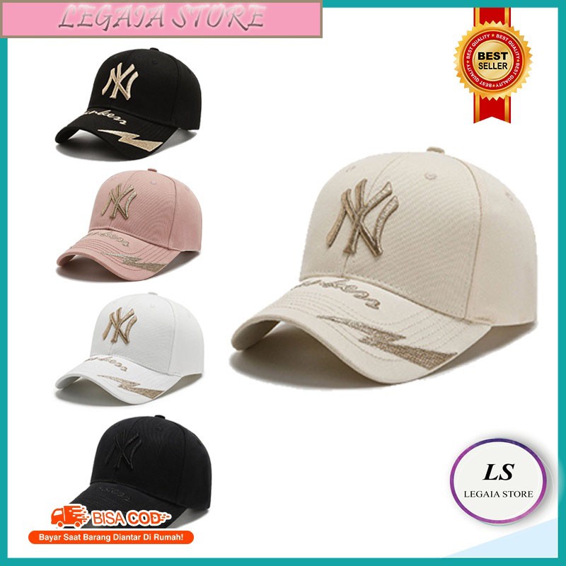 Topi NY Original Motif Lightning Pria Wanita Topi Baseball NY Topi MLB Topi Premium Bordir TQM LS