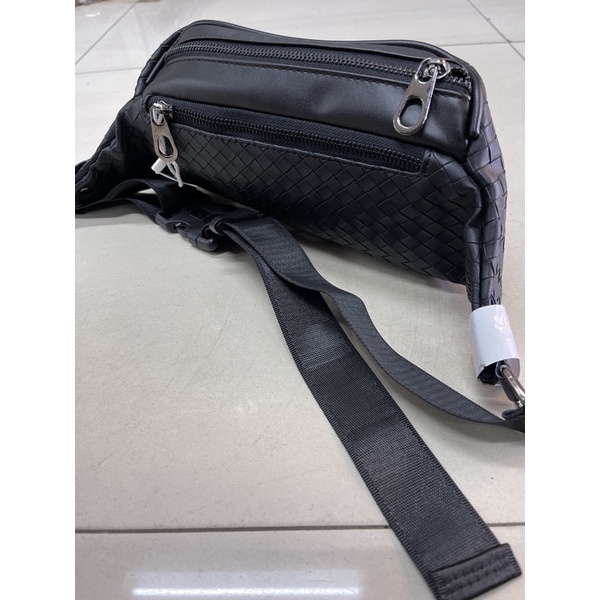 TAS SLEMPANG/WAIST BAG IMPORT MOTIF RAJUT UNISEX - PREMIUM C301 black