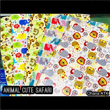 

10 lembar Kertas kado kiky motif Animal Cute Safari dg 1 motif