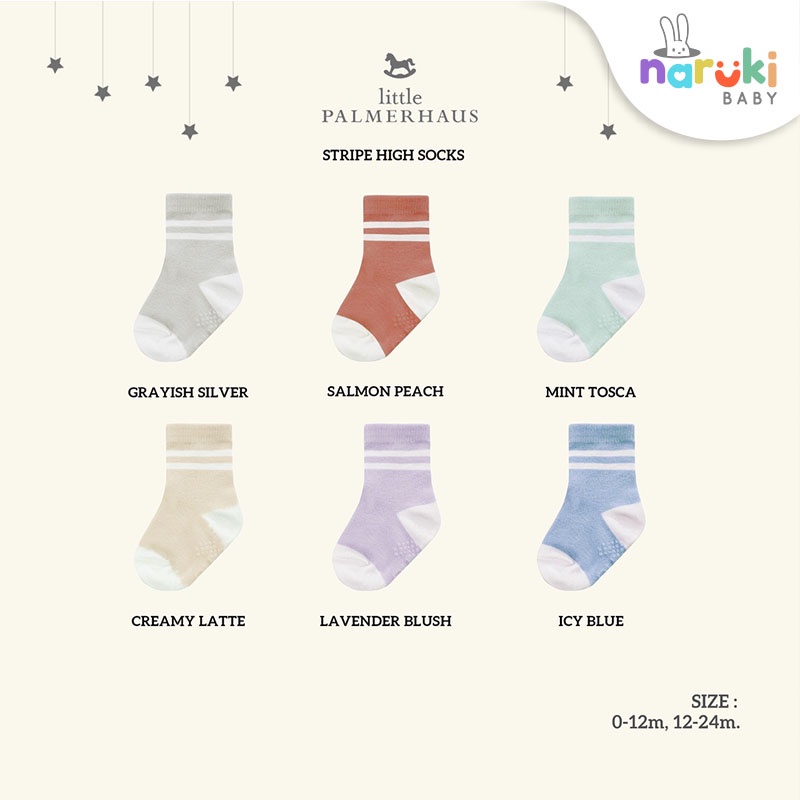 Little Palmerhaus Stripe High Socks Wording High Socks Kaos Kaki Bayi Anak 0-24 Bulan