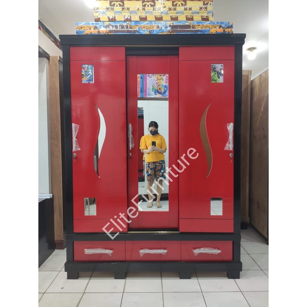 Lemari Pakaian Baju 3Pintu / Lemari sleding 3pintu / Lemari Pakaian Sleding / Lemari Baju Gamis Sled
