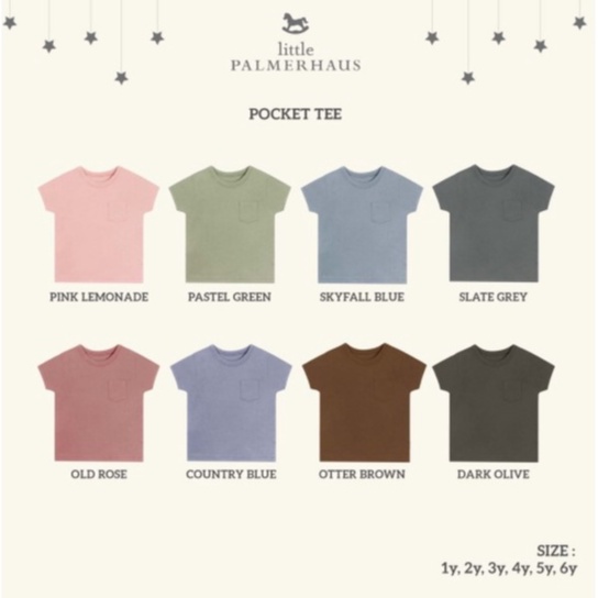 Baju Kaos Pakaian Setelan Little Palmerhaus Anak Bayi Perempuan Laki Laki 1 2 3 Tahun | BEBEMOON | Cotton Pocket Tee-2