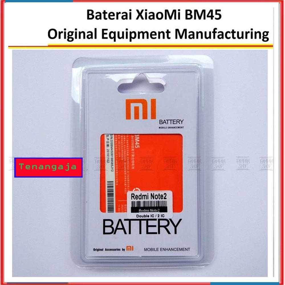 Baterai XiaoMi Redmi Note 2 BM45 Original OEM  Batrai, Batre, BM 45