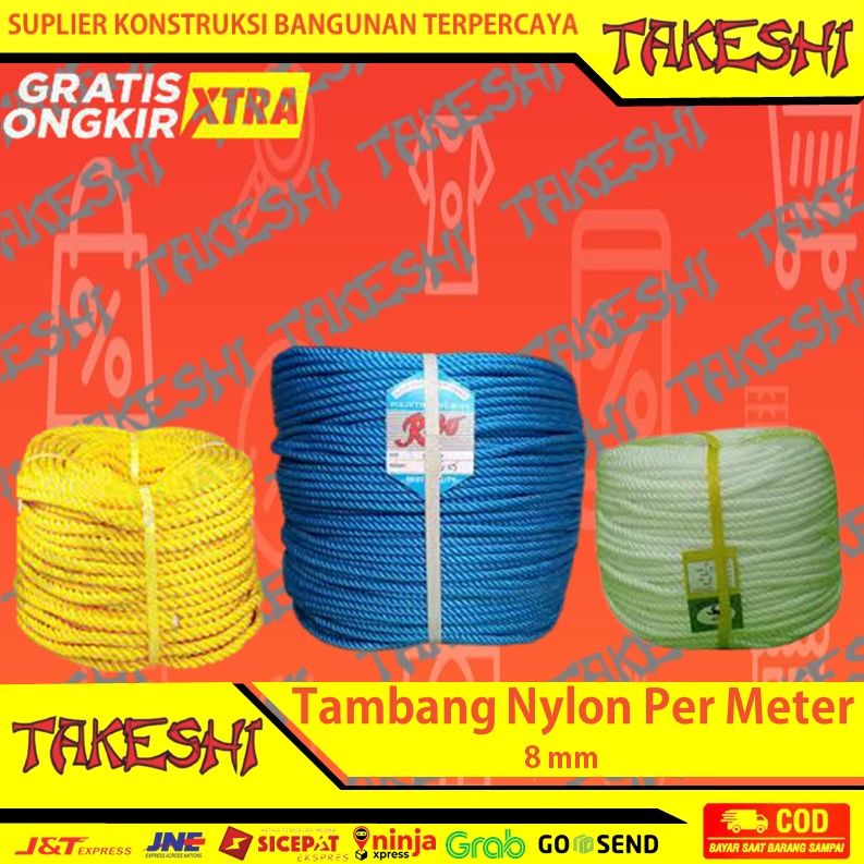 

TALI TAMBANG NYLON NILON PLASTIK 8 MM PER METER