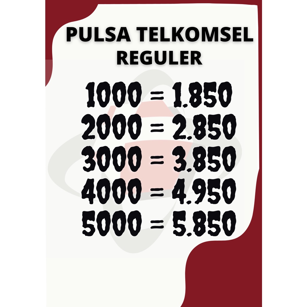 Pulsa Telkomsell Reguler 1K 2K 3K 4K 5K Simpati AS dan Loop