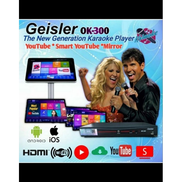 dvd player karaoke geisler ok300 plus layar touch sreen 19inch original