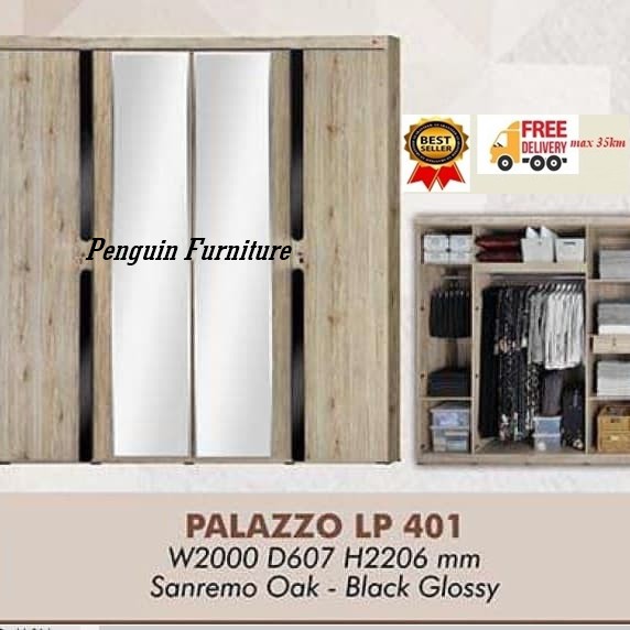 Lemari Pakaian 4 Pintu + 2 Kaca Activ Palazzo LP 401
