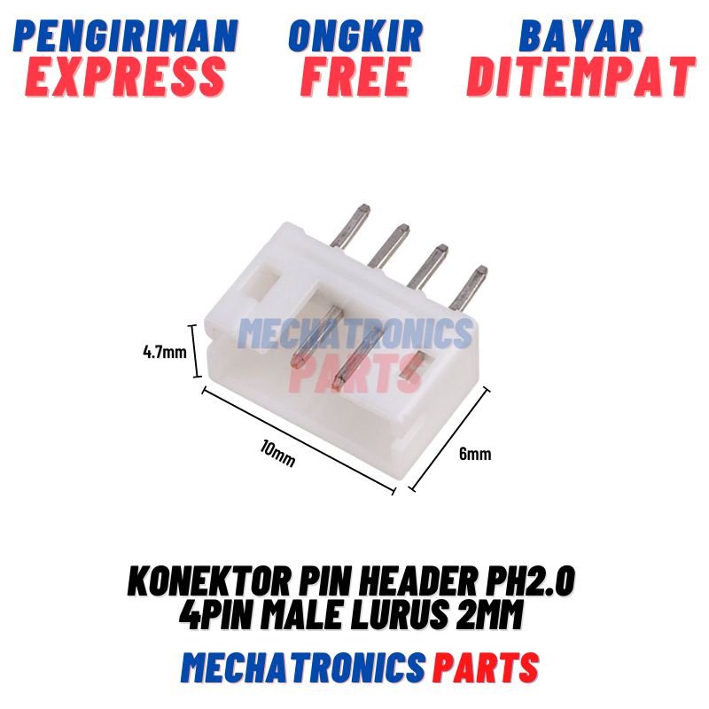 Konektor Pin Header PH2.0 4Pin Male Lurus 4P PH 2.0mm 2mm Soket Socket Connector
