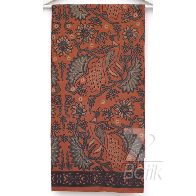 KAIN BATIK PREMIUM Bahan Katun Motif Burung Kembang Warna Orange Oranye Oren 722539 Cap 72 Jarik Jarit Samping Kebat Panjang Batik Katun Modern Premium Bahan Seragam Batik Pernikahan Kantor Keluarga Murah Kamen Jadi Batik Bali Lembaran