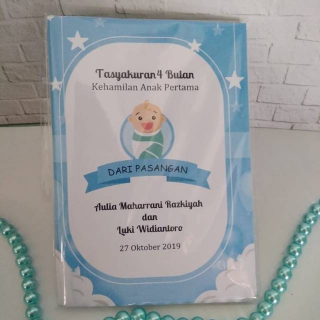 Souvenir buku TASYAKURAN KEHAMILAN / 4 bulanan / 7 bulanan I Souvenir pernikahan unik