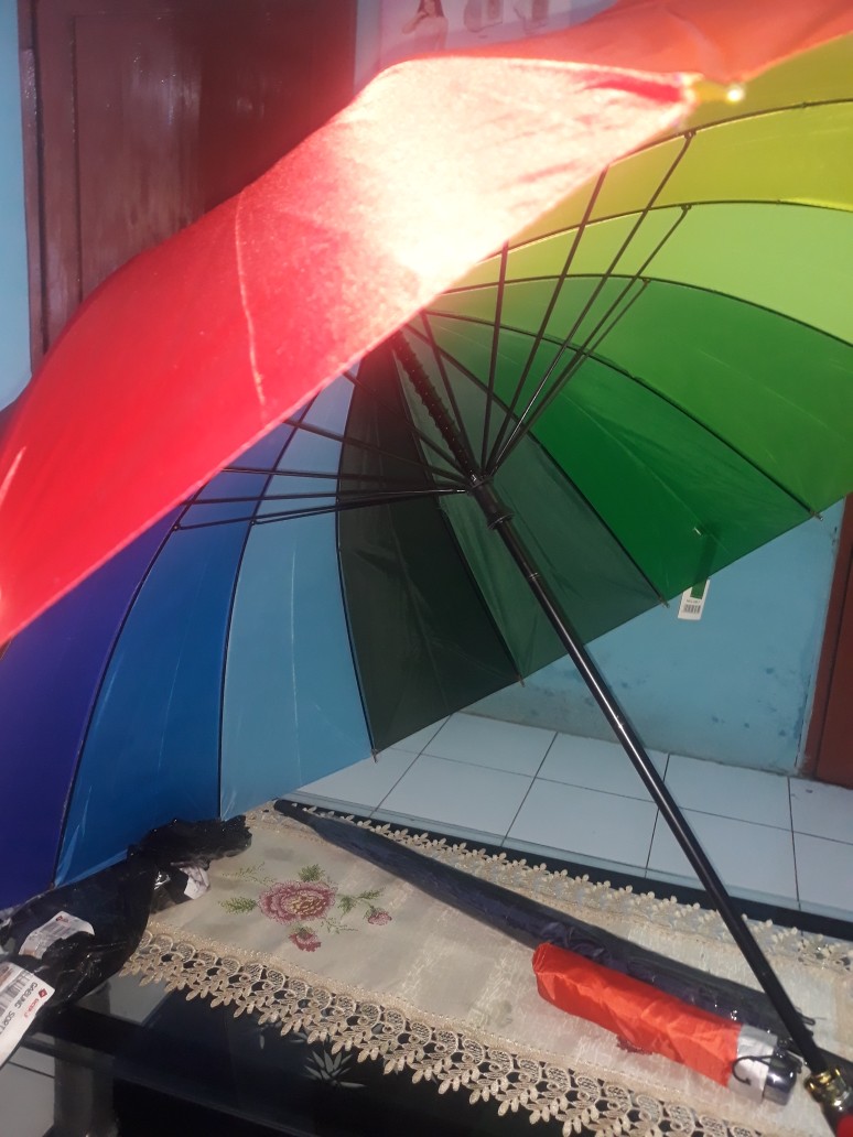 Payung Standar Gagang Lurus Luar Dalam Warna Polos Payung Panjang Tongkat Dekorasi Harga Grosir