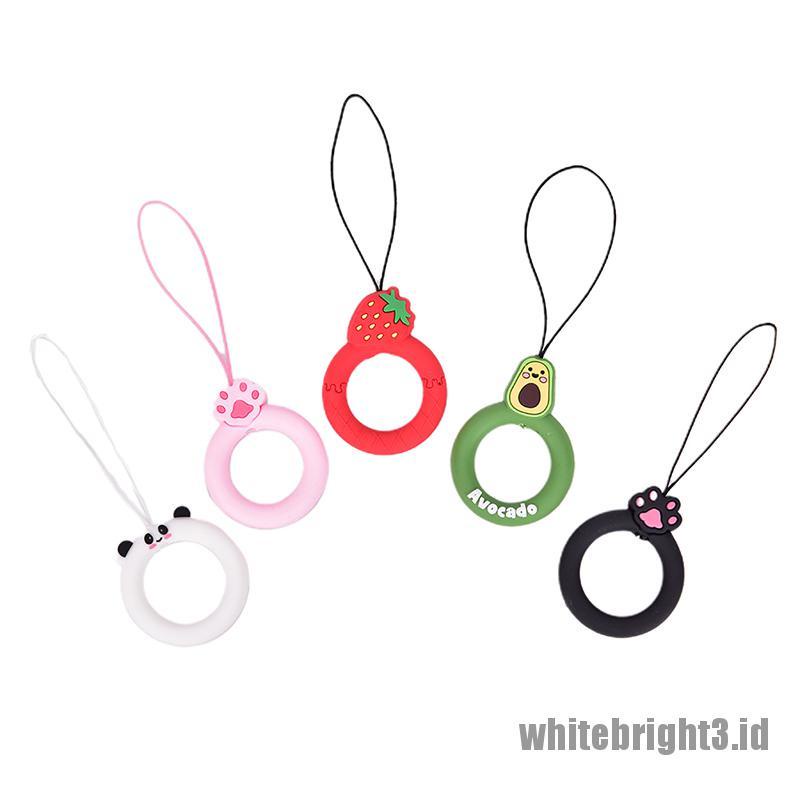 &lt; White3 &gt; Tali Lanyard Silikon Anti Hilang Motif Kartun 3D Untuk Handphone Universal