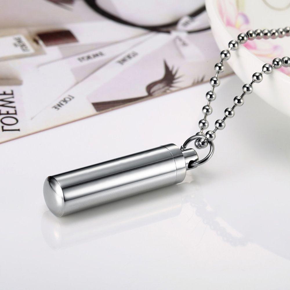 CHOOKYY Liontin Vial Parfum Lucky Charm Stainless Steel Pill Case Ashes Guci