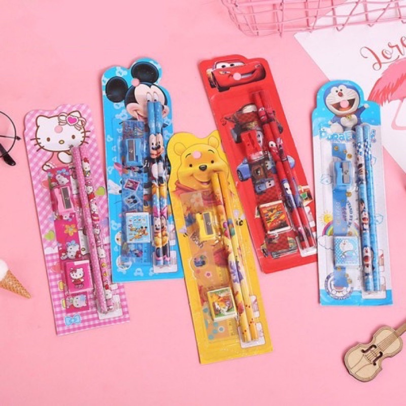 

Set Alat Tulis 5 in 1 Karakter / Mini Stationery / Alat Tulis Sekolah / Paket Alat Tulis