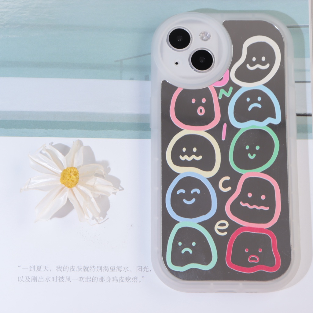 Ins Casing iPhone 14 14pro 14max 14prm 13 13pro 13prm 11 7Plus 8Plus Xr XS 13 12pro Max Motif Cermin