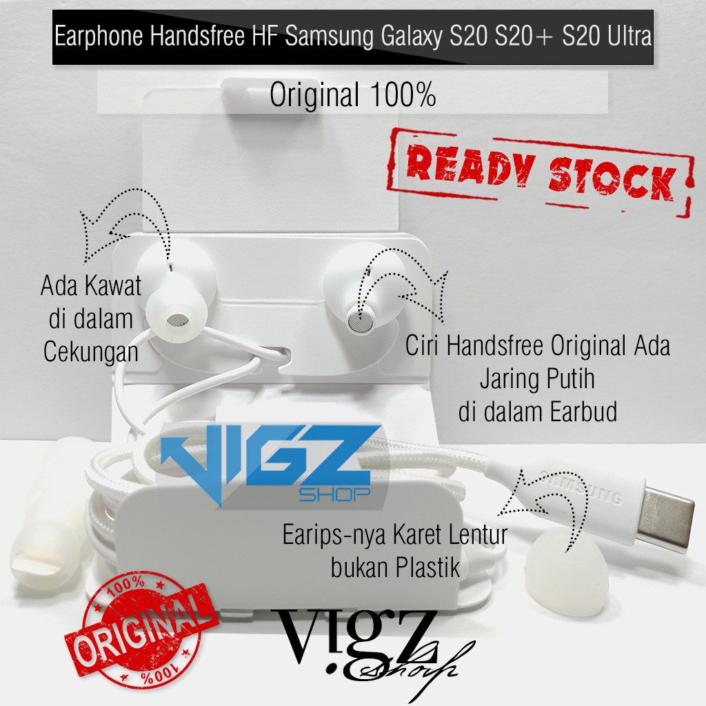 Earphone Handsfree HF Samsung Galaxy S21 Ultra S21+ S20 S20 Ultra Note20 Note 20 Ultra USB Type C Original 100%