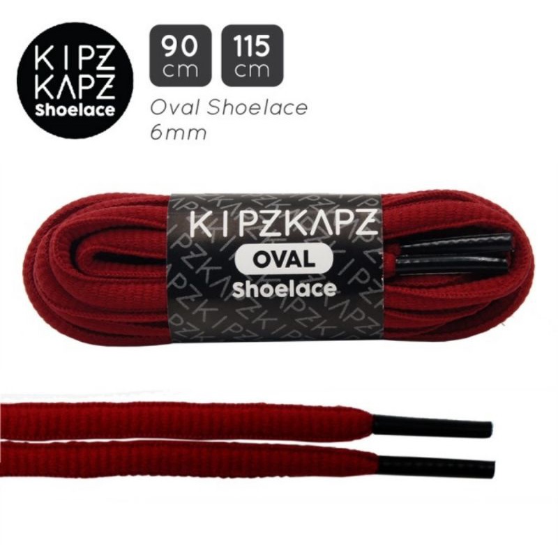 KIPZKAPZ OSP9 MAROON WITH BLACK TIPS 90cm 115cm Oval Shoelace Tali Sepatu Oval 6mm