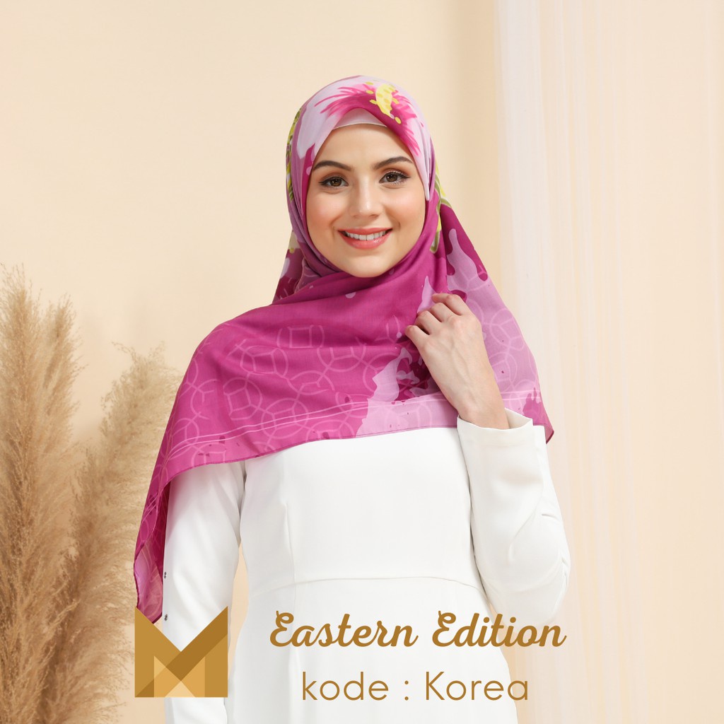 Meirista Hijab Eastern Asia Edition Korea | Kerudung Segi Empat Lasercut Segiempat Voal Premium Printing