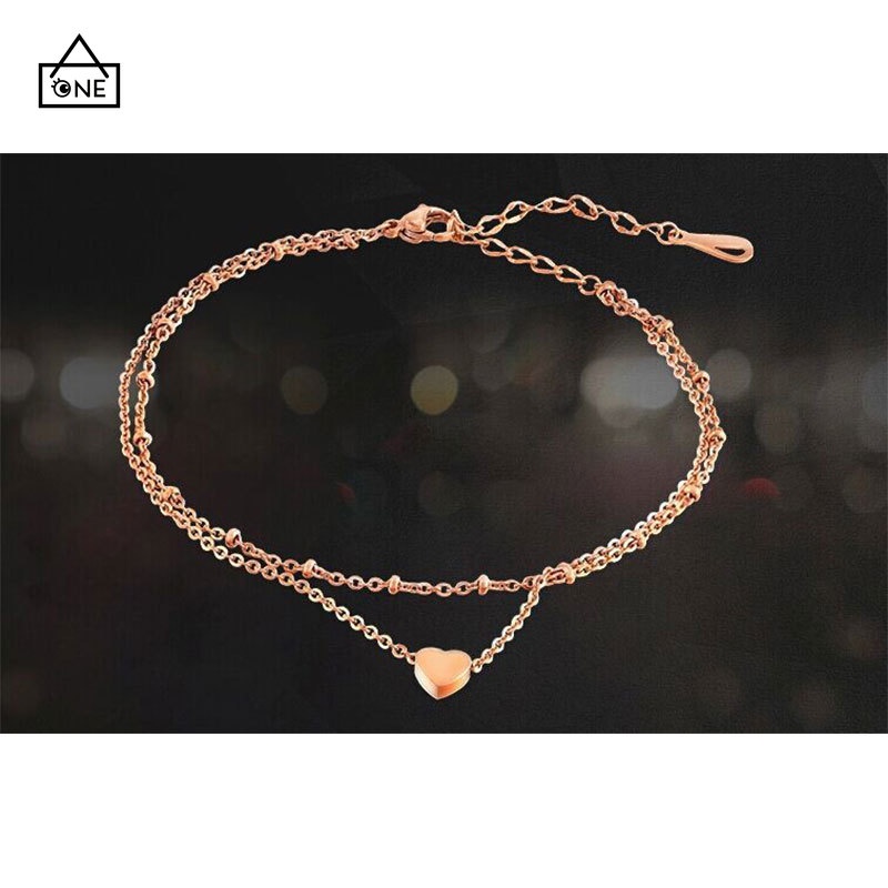 COD❤Gelang Kaki Liontin Bentuk Hati Cinta Rantai Gelang Kaki Dua Lapisan Korea yang Dapat  A one