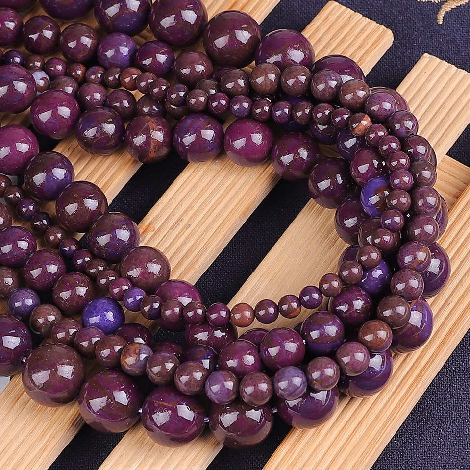 32-89 pcs Warna Aditif Alami Zijin Stone Beads, Diameter 4/6/8/10/12mm, Diameter lubang sekitar 1mm, untuk Membuat Perhiasan DIY