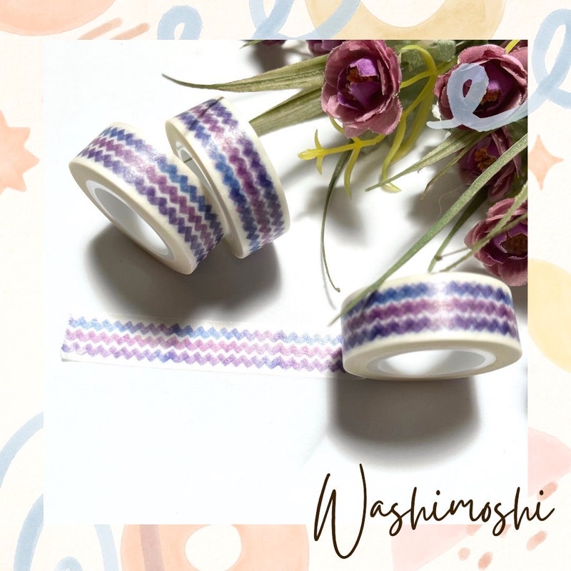 

Washimoshi Masking washi Tape Purple Zig Zag