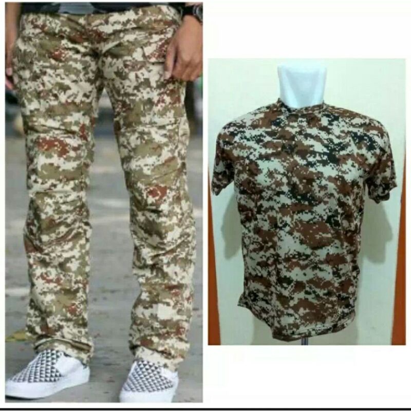 Setelan Loreng Gurun Celana Pdl dan Kaos Loreng Gurun