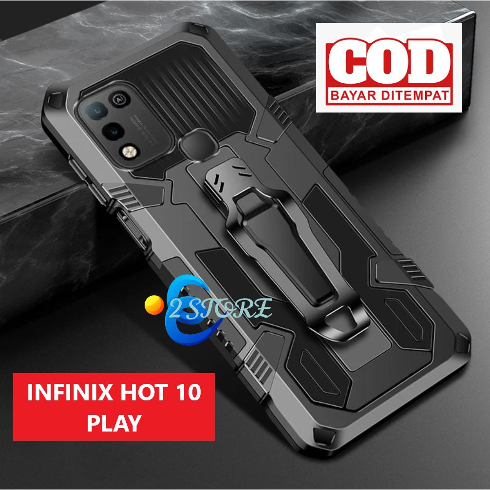 Case hp INFINIX HOT 10 PLAY CASING STANDING BACK KLIP HARD CASE ROBOT NEW COVER