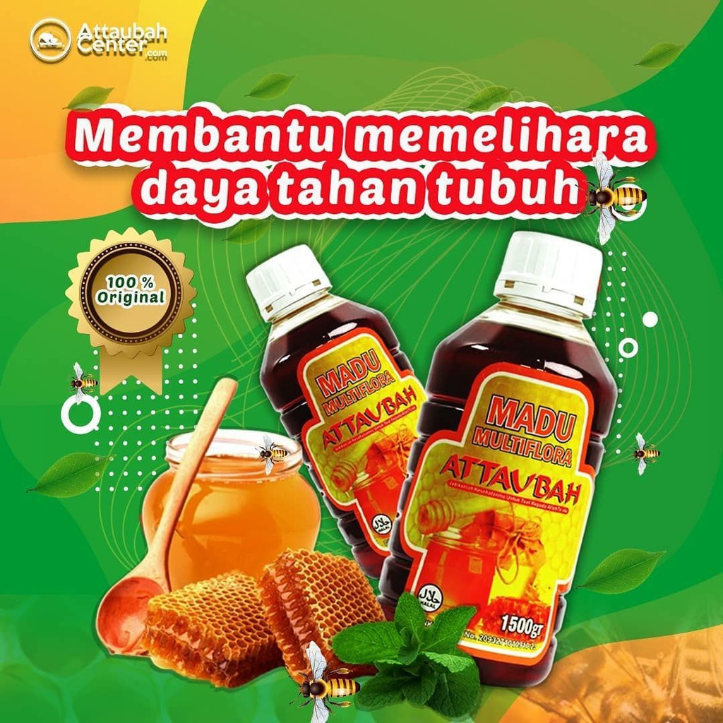 

1,5kg Madu Murni Asli Multiflora Attaubah - 100% Madu Pilihan Berkualitas (1500gr)