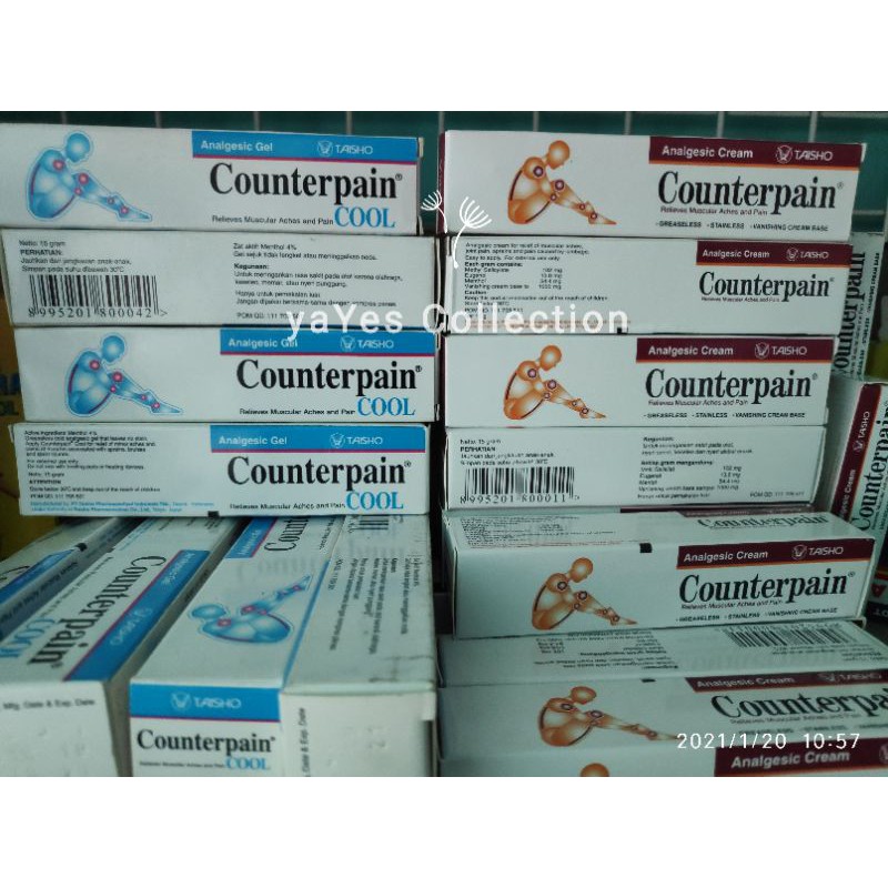 Counterpain Cream Gel cool 15 g 5 g nyeri otot sendi keseleo memar conterpain pain box tube sendi