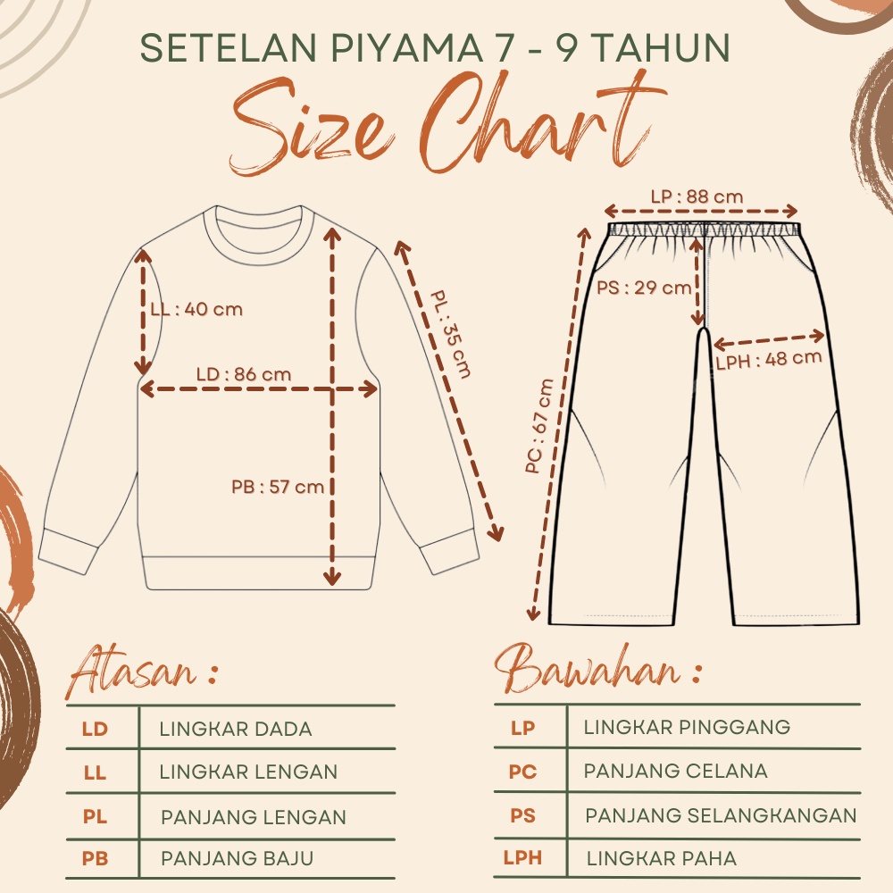 RG - Piyama Anak Perempuan 1 - 11 Tahun Bahan katun - Setelan Lengan Panjang / Piyama Rayon