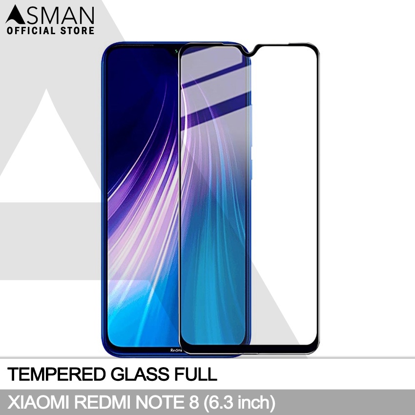 Tempered Glass Full Xiaomi Redmi Note 8 (6.3&quot;) | Anti Gores Kaca - Hitam