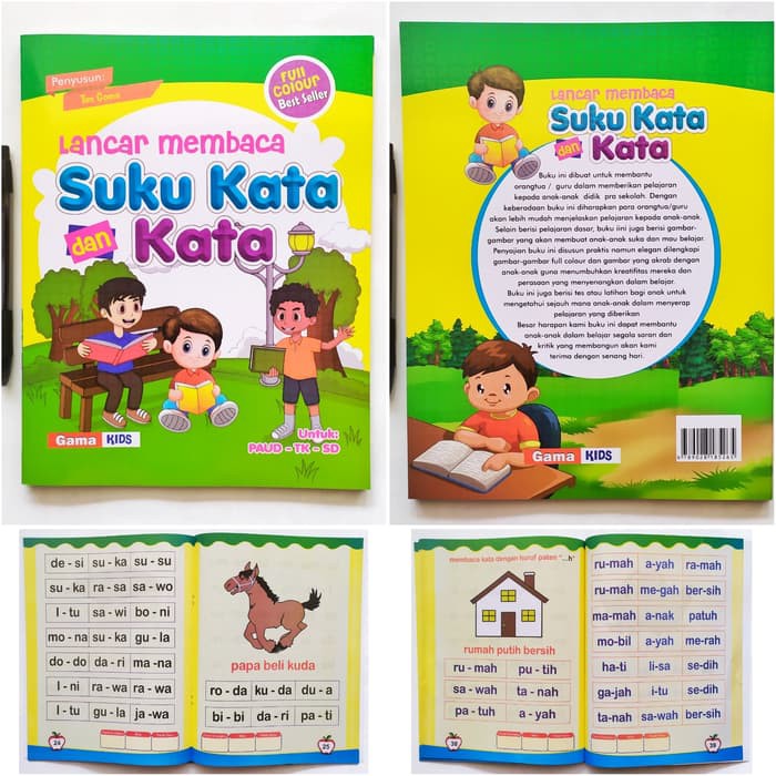 UKURAN BESAR A4 BUKU PAUD TK SD LANCAR MEMBACA SUKU KATA