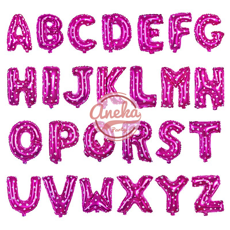 balon foil huruf abjad pink / balon foil huruf dan angka pink / balon ultah foil abjad kata satuan