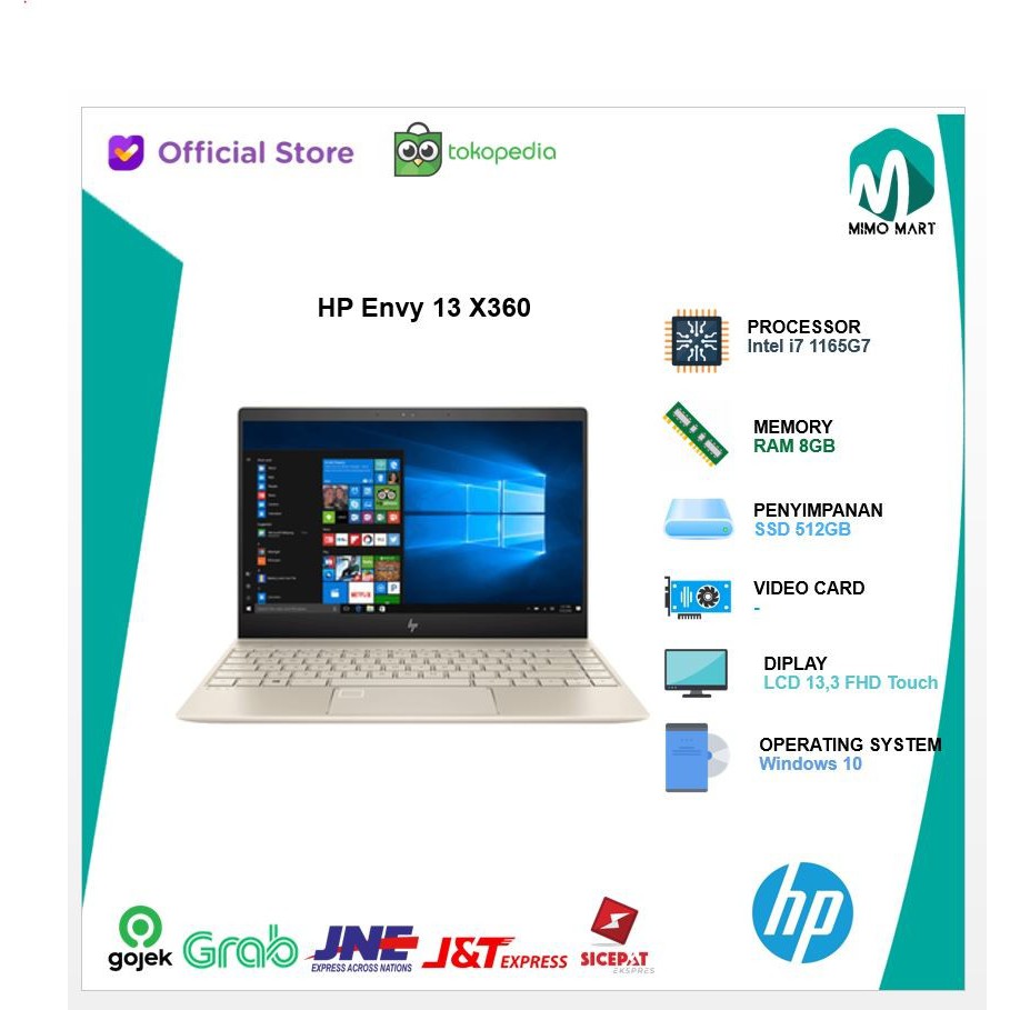 HP Envy 13 X360 I7 1165G7 8GB 512SSD W10 13.3FHD