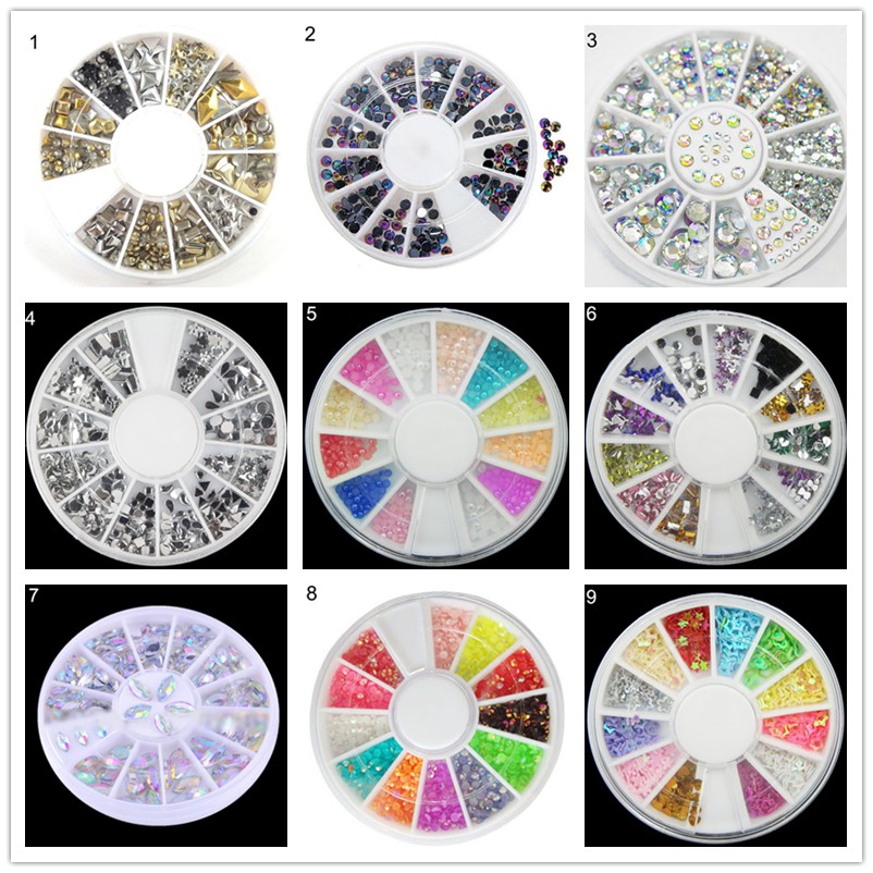 [Bayar Di Tempat] Colorful Shiny Nail Art Dekorasi Wheel Colorful Star DIY Manicure Aksesori