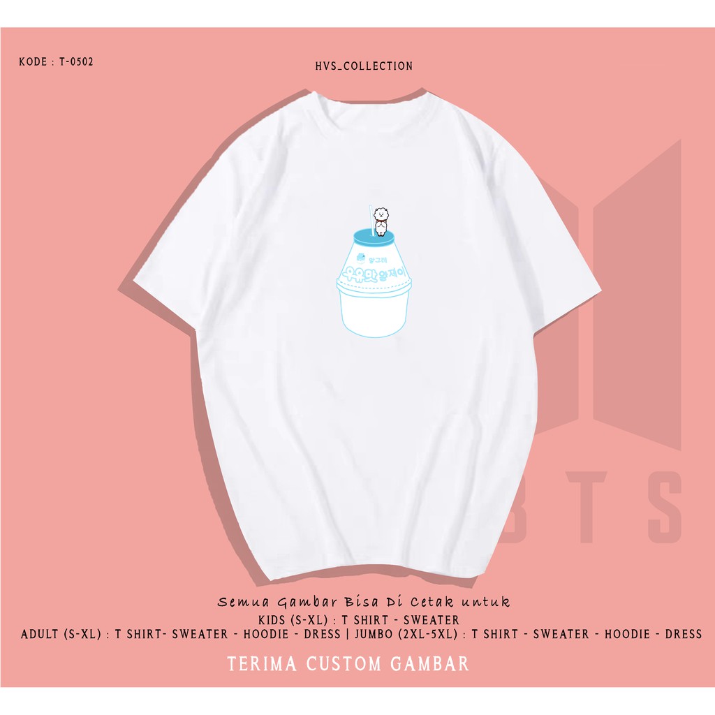 T-SHIRT BT22 MILK UNISEX / TERMURAH BAJU KAOS KATUN LENGAN PENDEK / TUMBLR TEE / TERMURAH