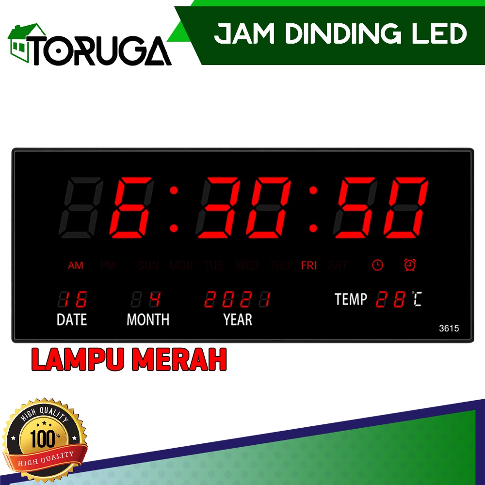 Jam Dinding Digital LED Meja Clock 3615 Merah Hijau - Fitur Kalender