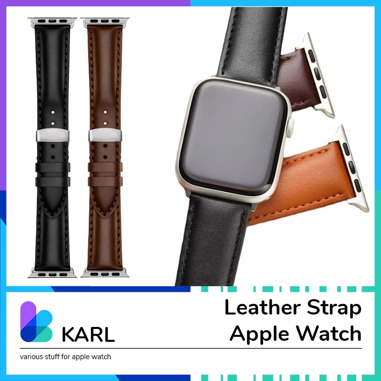 Leather Strap Apple Watch iWatch Tali Kulit  Series 7 6 SE 5 4 3 2 1 Smartwatch All Size IWO HW T55 T500