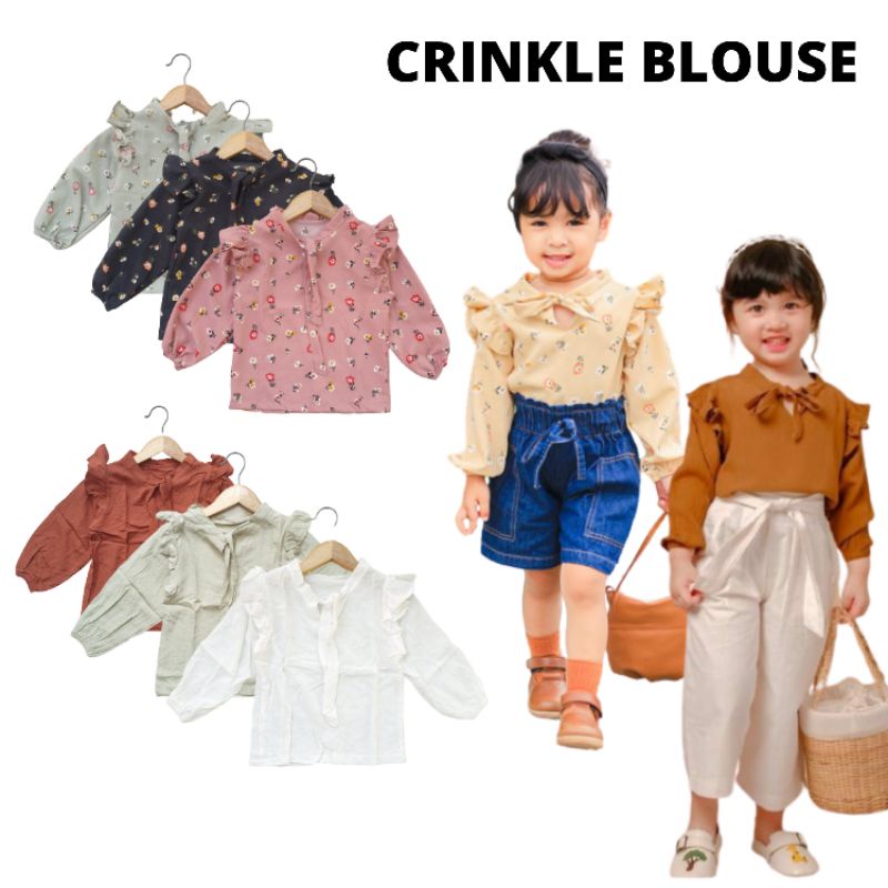 CRINKLE BLOUSE 2-4 TAHUN ATASAN ANAK KEKINIAN KOREA