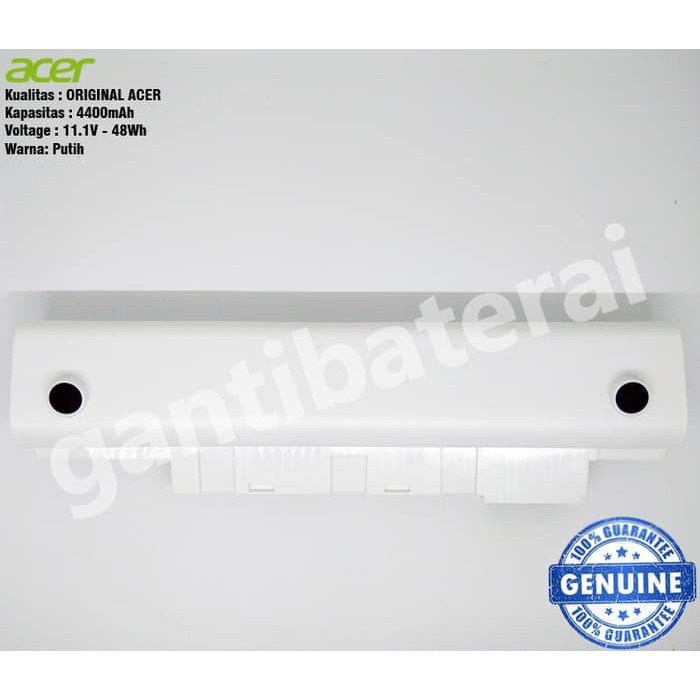 Baterai Acer Aspire One 722 522 D255 D260 D257 AL10B31 Putih Original