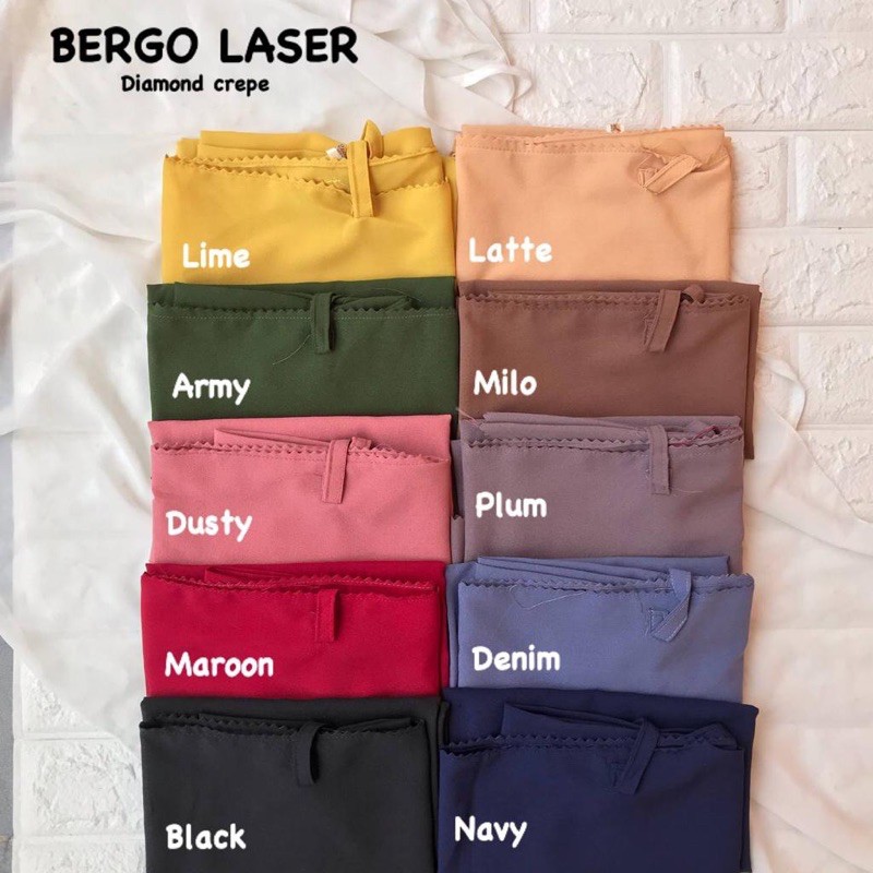 BERGO AISYAH LASER CUT DIAMOND CREPE / INSTAN NON PED MARYAM LASERCUT ATAS BAWAH FULL