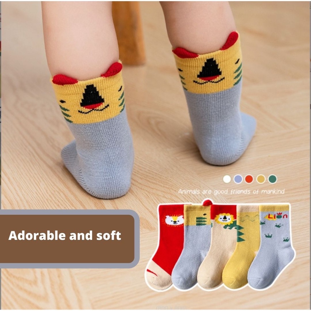 NEW (1 Set 5 psg) Set kaos kaki anak perempuan import animal