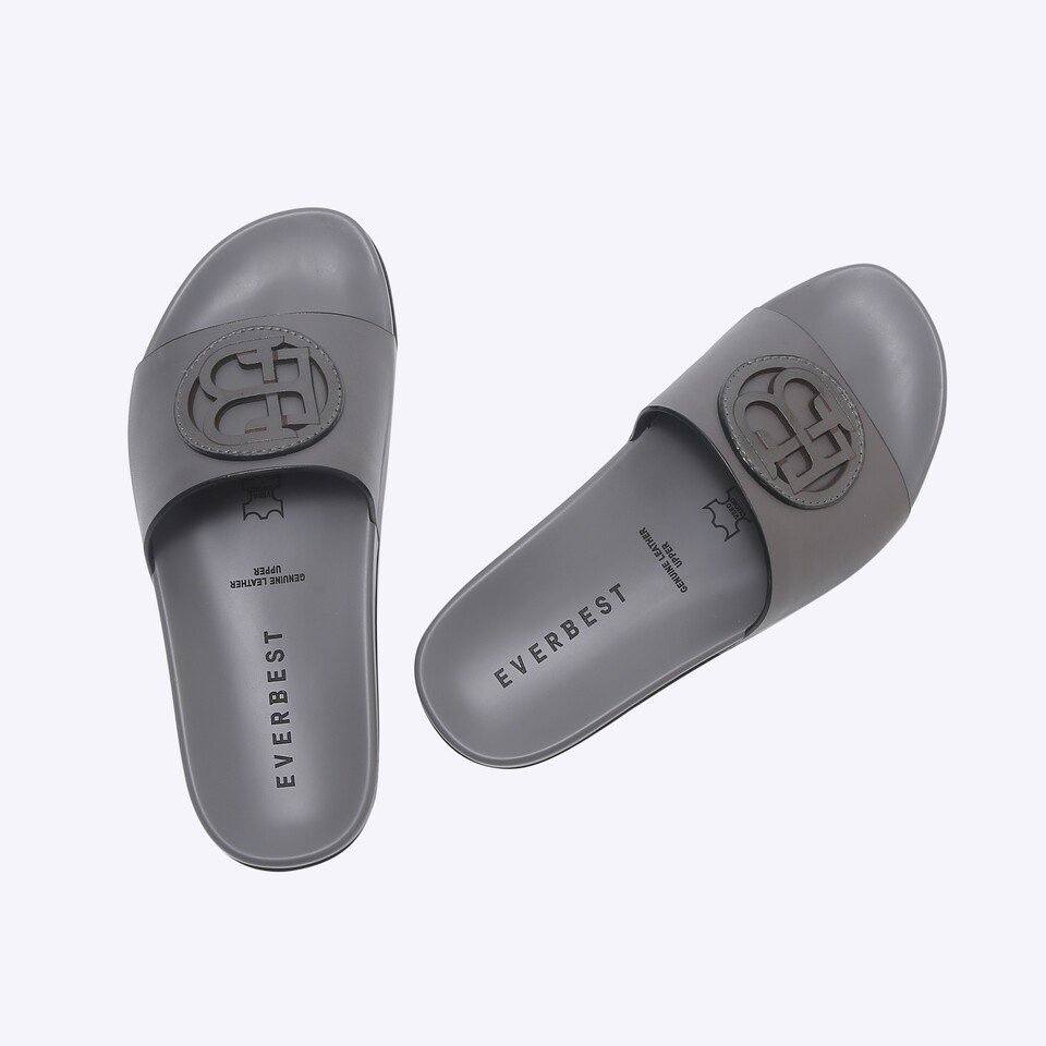 EM45 SANDAL SLIDE EVERBEST PRIA ORIGINAL CASUAL KULIT BRANDED ABU-ABU